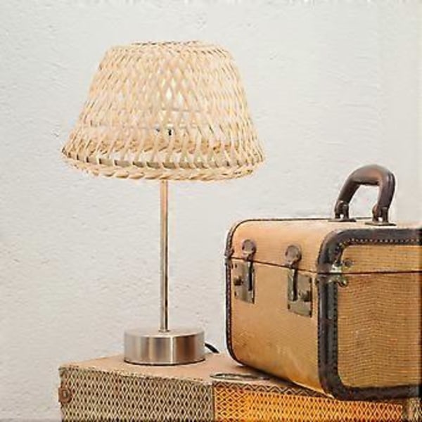 Liten Lampskärm Bambuvävning Retrostil Lampskärm Tunnformad Lampskärm