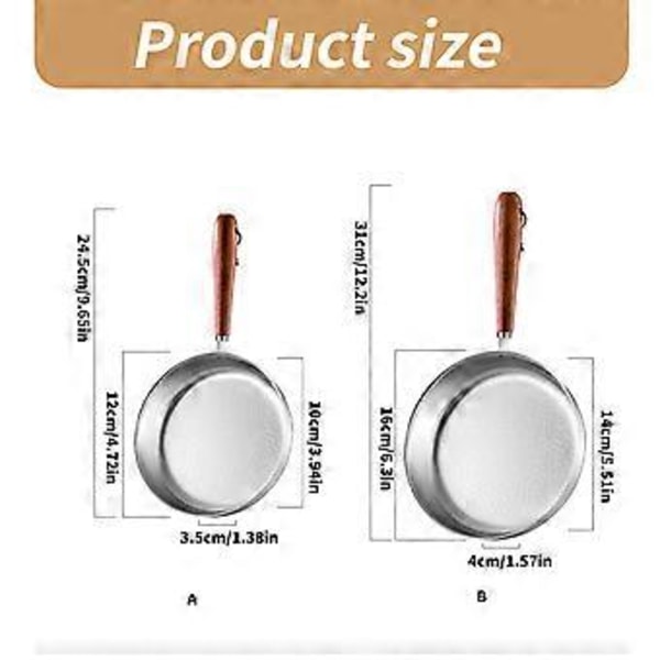 Non-stick Små Stekpannor Rostfritt Stål Platt Botten Kastruller Köksstekpannor Köksredskap Lätt att Rengöra 16cm