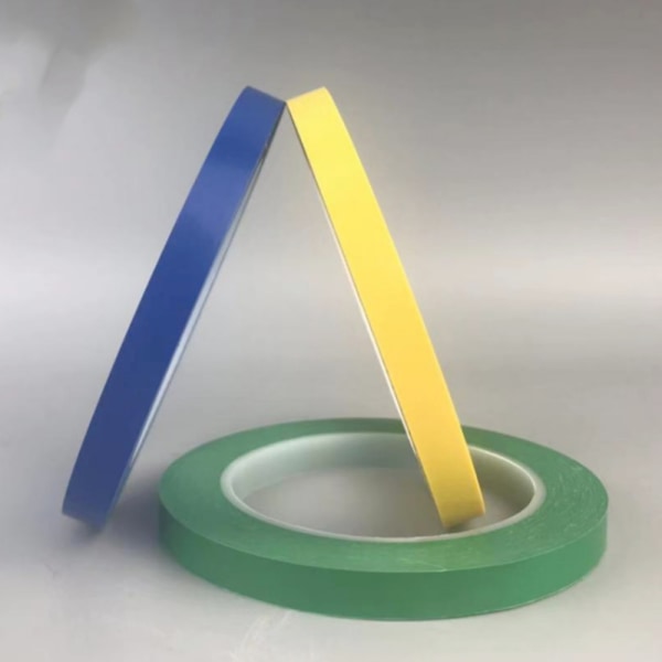 Vinyltejp, blå+gul+grön 3-delat set golvtejp, varning