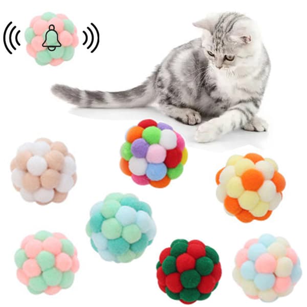 3-pack plysch kattbollar, (3 färger) kattleksaker, kattbollar, interagera
