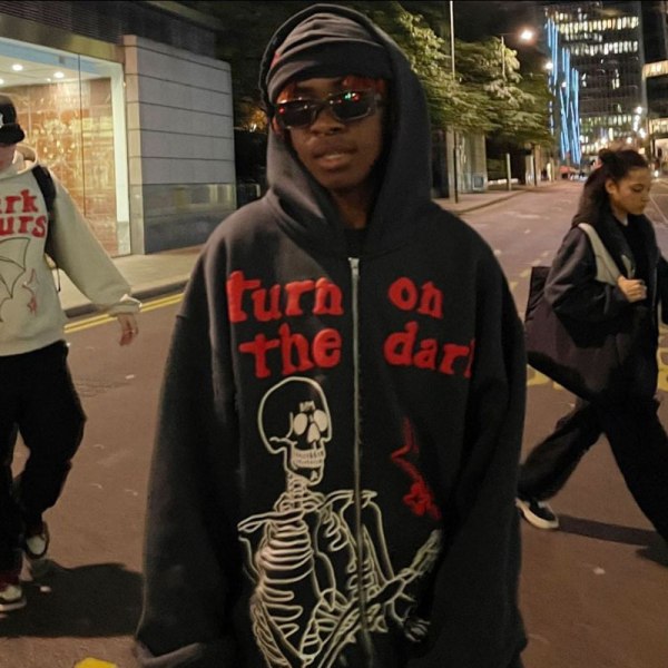 Hættetrøje Mænd Streetwear Langærmet Anime Lynlås Sweatshirt Bogstav Oversized