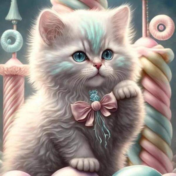 30x40cm 5D DIY Diamantmaleri Full,Chaton#B,DIY Diamant Rhinest