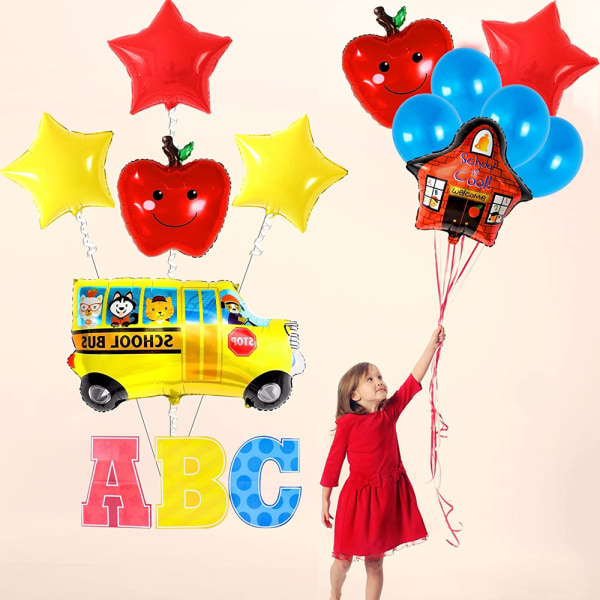 Large Set of Back to School Balloons - Pack of 12 - School Bus Ba