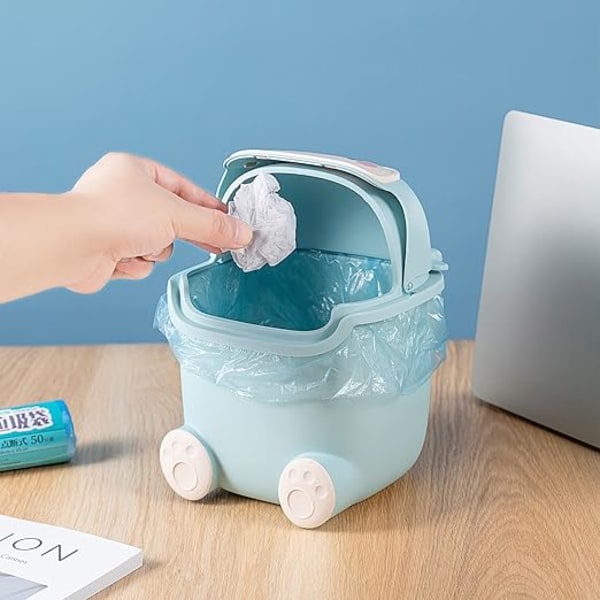 Mini Plastic Desktop papperskorg med lock, Small Home Office Cleani