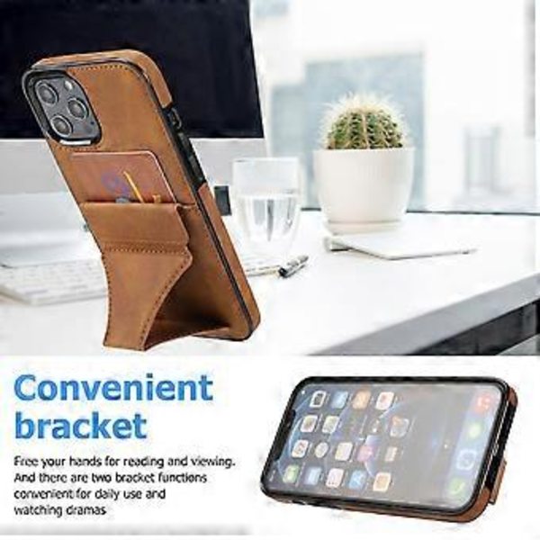 iPhone 13 Pro, Lompakkokotelo - Ohut synteettinen nahkainen korttikotelo Canvas Twill -tyylisellä viimeistelyllä ja 2 luottokorttipaikalla [RUSKEA]