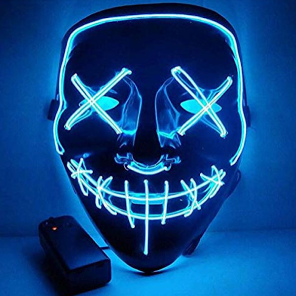 Halloween LED-naamio, johdin, pelottava naamio Halloween-festivaaliin