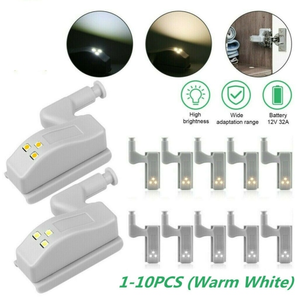 10PC LED Smart Sensor Hinge Cabinet Cupboard Wardrobe Cupboard