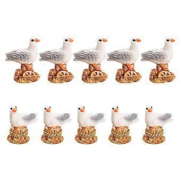 10 st Resin Mås Figurin Måsfågel Staty Hem Skrivbord Prydnad Trädgård Mås Staty