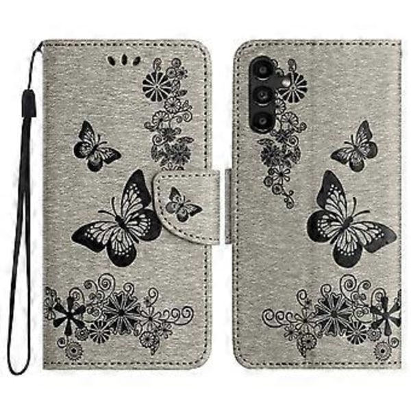 Fodral för Samsung Galaxy A05s 4G, Folio PU Läder Fjärilar Blomma Mobilskal Style F