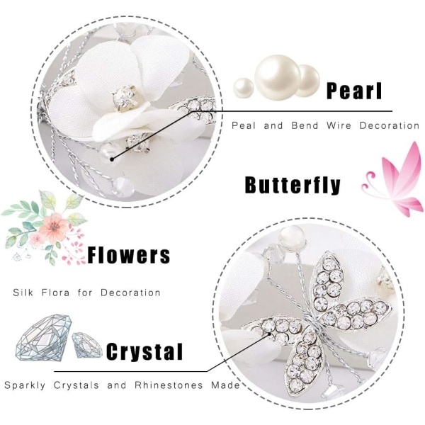 White Princess Flower Headwear Bridal Crystal Pearl Hårklänning Vi