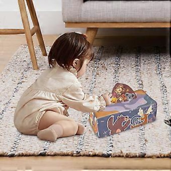 Mjukis Babyservettdosa Sensorisk Leksak Halsdukar Högkontrast Lekpapper Fyrkant