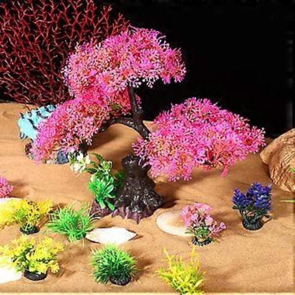 10 stk. Akvarieplanter Plast Realistiske Akvarieplanter Akvarietræ Betta Akvariedekoration Akvariedekorationer ( )