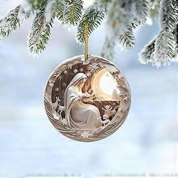 Håndlaget Akryl Hengende Ornament som Avbilder Fødsel, Egnet for Juletre og Sesongbasert Hjemmedekorasjon 10