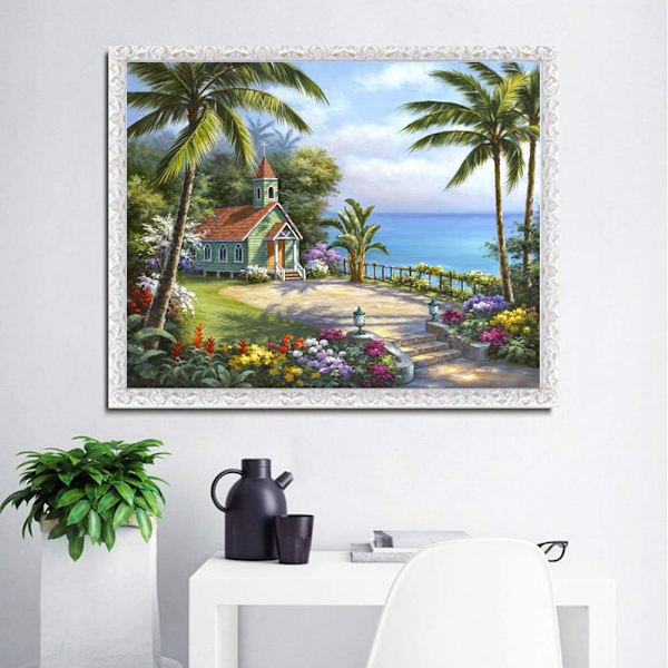 DIY 5D timanttimaalaussetti, 5D timanttikirjontasetit Seashore A