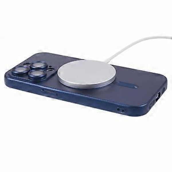 För iPhone 15 Pro TPU Skal Kompatibelt med MagSafe Gummibelagt Mobilskal med Linsskydd Style H