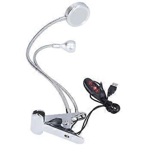 Klype Skrivebordslampe 10 Gir Justerbar LED Dobbel Hodet Svanehals Bordlampe Leselampe for Soverom