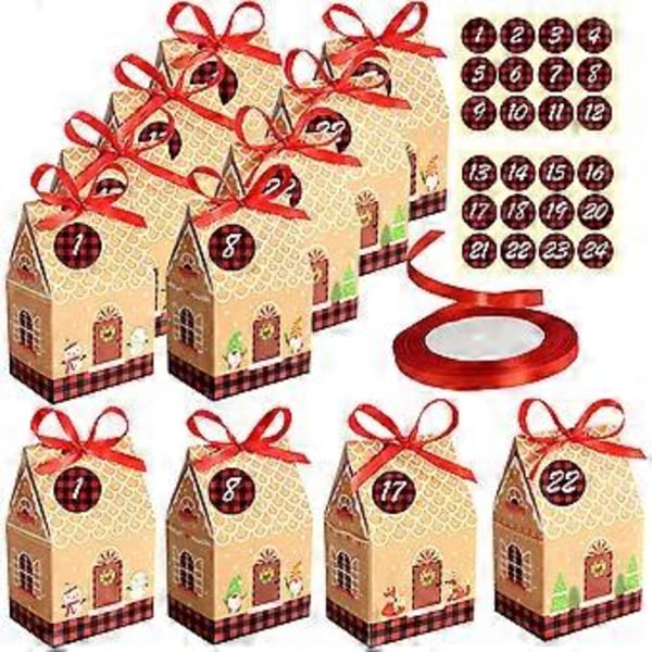 24 st Julklappspåsar DIY Jul-festpåsar Pappersgodispåsar Festpresentpåsar