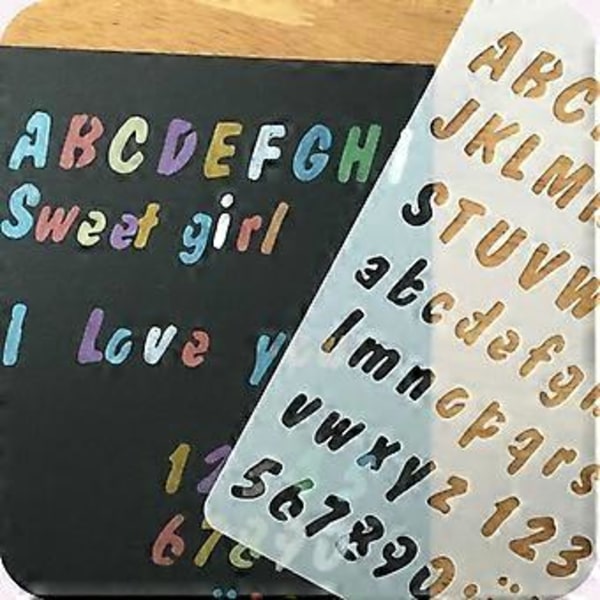 Set med 8 Schabloner Siffror och Bokstäver Alfabet Schablon Återanvändbar Flexibel Versal Gemener Tecken 1–3 cm för Scrapbooking Födelsedagskort