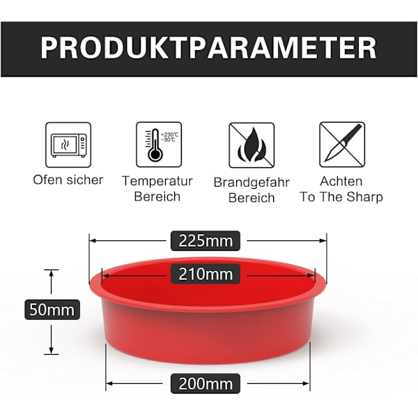 2 runde silikone kageforme, 20 cm silikone kageforme, non-stick