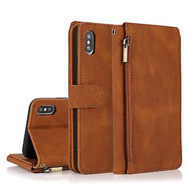 Skin-feel Crazy Horse -kotelo iPhone XS / X -puhelimelle Brown