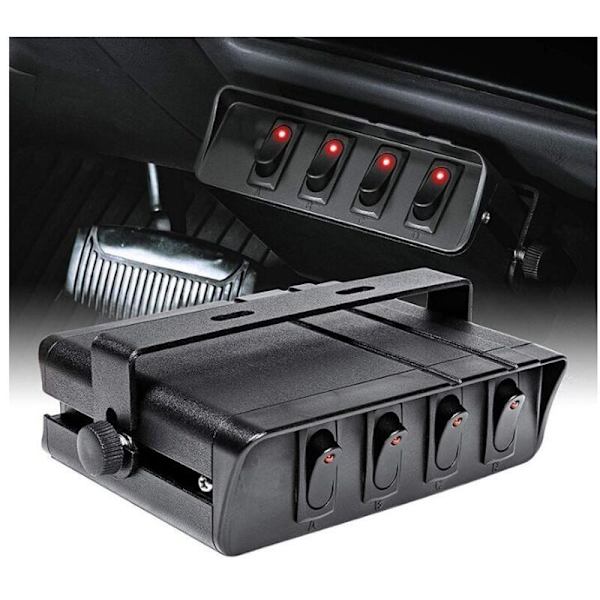 4-gangs 12V vippebryterboks [maks. 20A] [12 AWG ledninger][12V