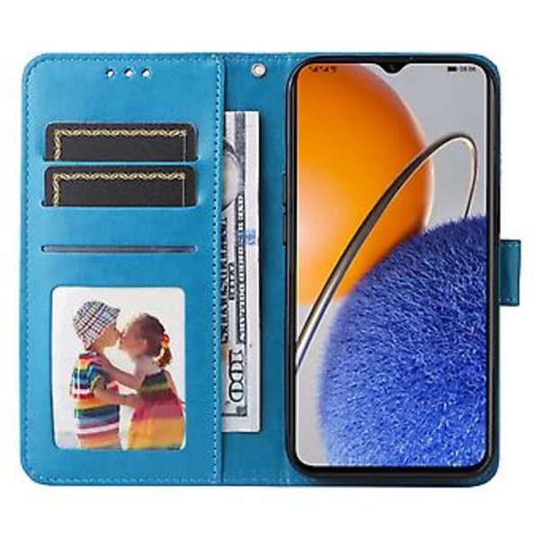 Solros Läder Telefonfodral För Huawei nova Y61 Blue