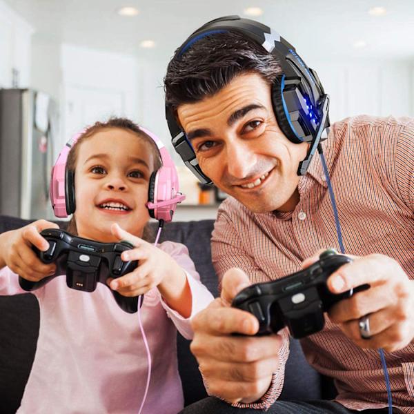 Headset, Kablet PC Gaming Headset med LED-lys til PS5, Gaming Headset - Sort Black