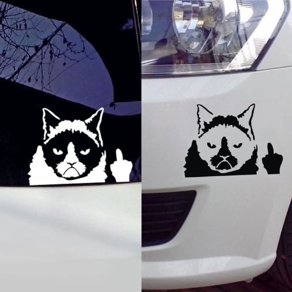Autotarrat, 2 kpl musta, valkoinen heijastava kissan tarra autotikku