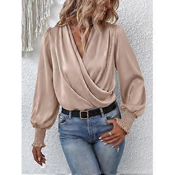 1 stk. ensfarget damebluse – aprikos (stil 558)