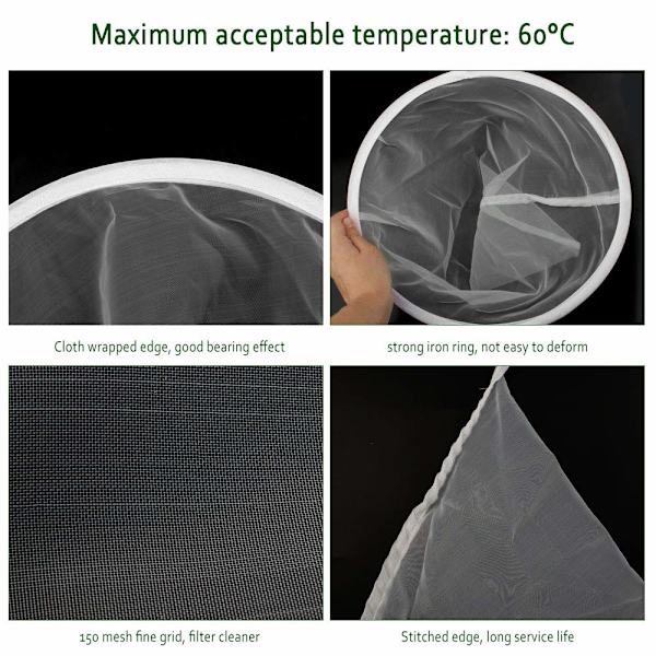 (150 Mesh) 4 stk. Honningfiltersi, 38x34cm Konisk Honning