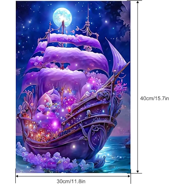 30x40cm (Segelbåt)  Diamantmålning, 5D Diamantmålningssatser fo