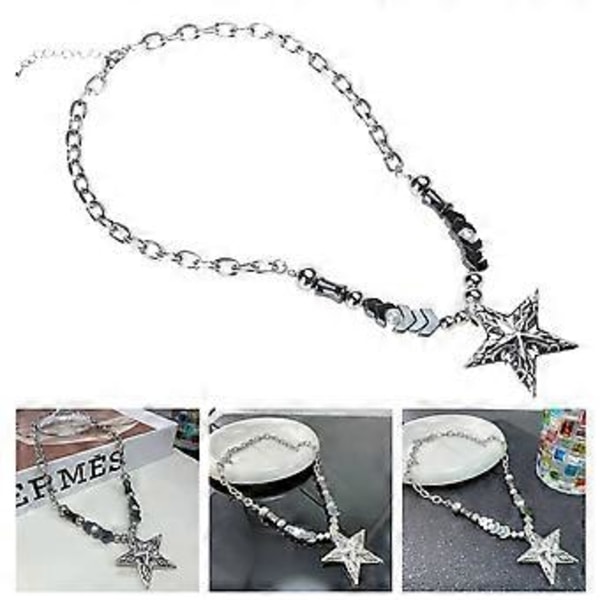 Hieno kaulakoru tähtiriipus korut choker paksu ketju Y2K solisluuketju naisille tytöille syntymäpäivä ystävänpäivä