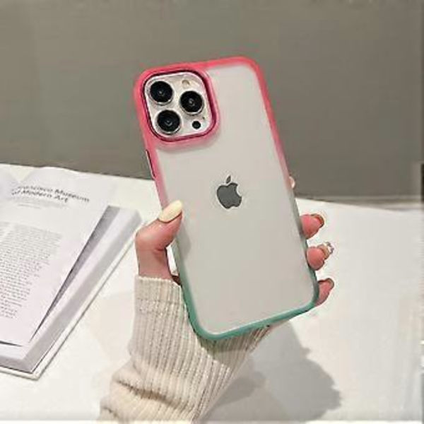 iPhone 13 Pro -puhelimen kuori, [ei kellastu] iskunkestävä suojakuori, erittäin ohut puhelinkuori, ruusunpunainen + vaaleanvihreä