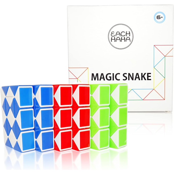6 magiska ormar av 24 sektioner pussel för barn, Mini Magic Snake
