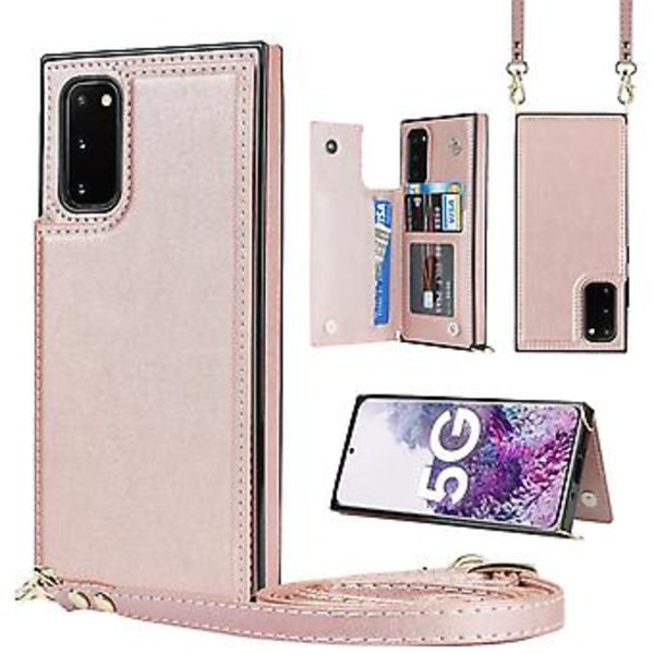 Crossbody-fodral i TPU+PU för Samsung Galaxy S20 FE Rose Gold