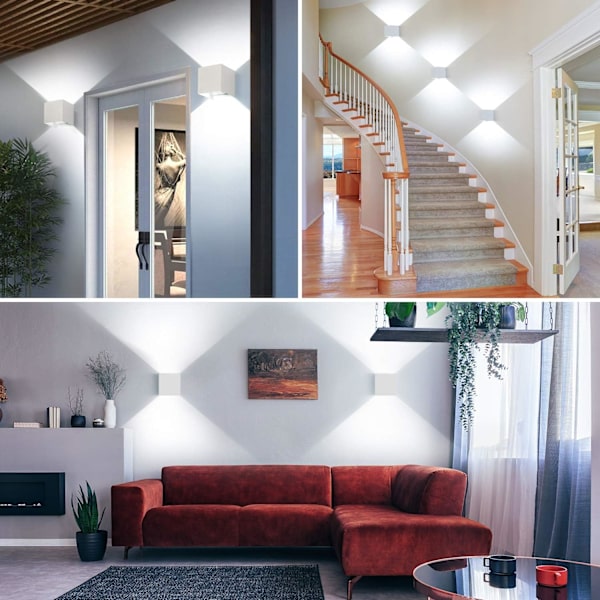 Vit - 1-pack inomhus/utomhus vägglampa 10W justerbar strålvinkel