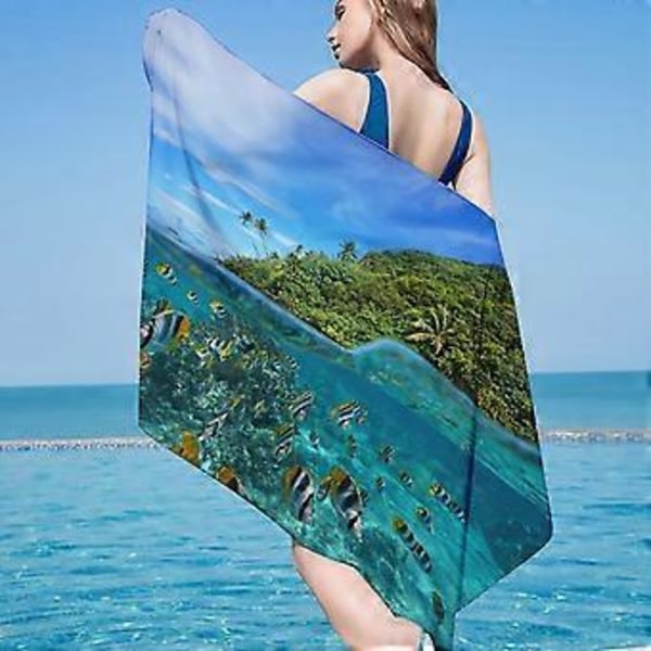 Mikrofiber Strandhåndklæde Super Let Farverigt Badehåndklæde Sandtæt Strandtæppe Multifunktionelt Håndklæde Til Rejser Svømmepøl 30x60 Tommer