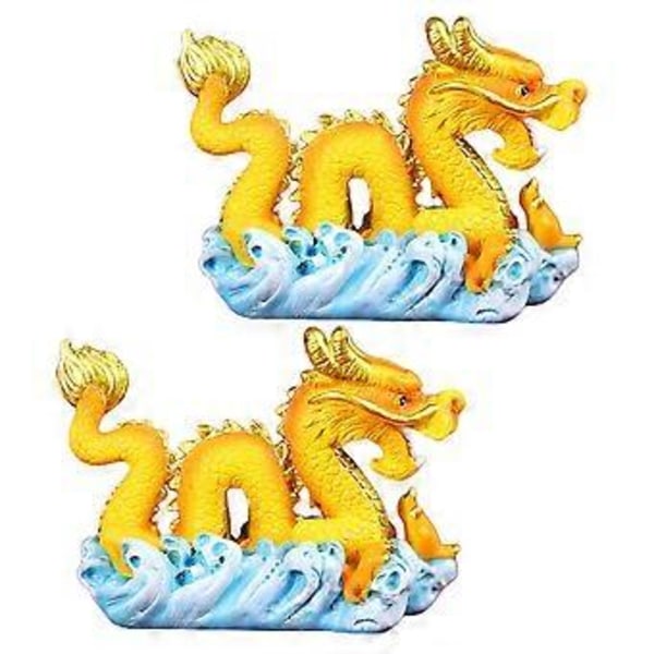 2 st Drak Skulptur Dekoration Te Bord Drak Staty Skrivbord Drak Figurin Ornament