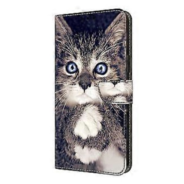 Læderetui med mønstertryk, pung, stativ og flip-cover til Samsung Galaxy S25 Edge Hand-holding Cat