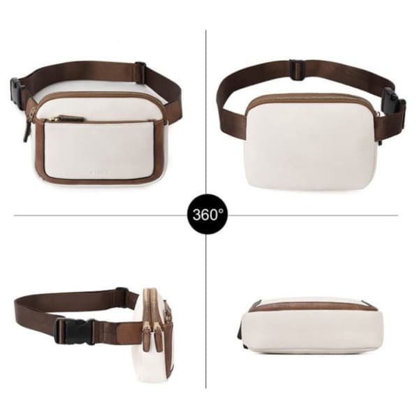 Midjeväska Mini, Justerbar axelrem för Crossbody - Vit Brun