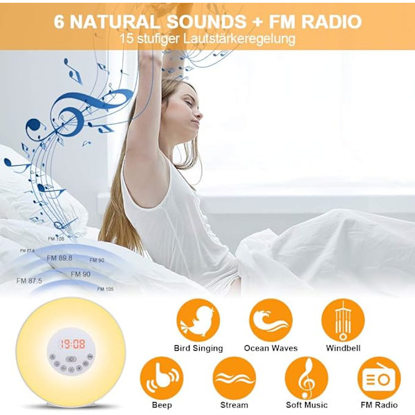 Radiovækkeur LED-sengelampe touch-hovedlampe euro 170 * 170