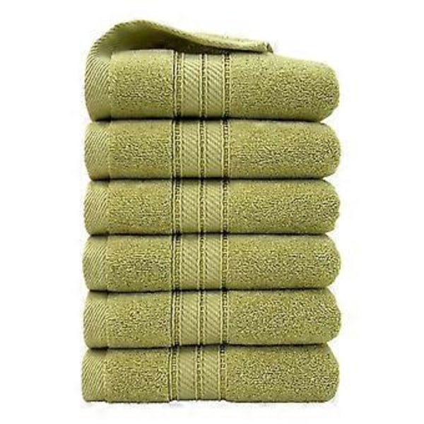 6 Pyyhettä Pakkaus Puuvilla Pehmeät Ja Erittäin Imukykyiset 400GSM Pyyhkeet Kylpyhuoneeseen Kuntosalille Suihkuun Hotelliin Ja Kylpylään Green