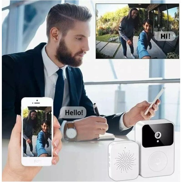 Trådlös dörrklocka med övervakningskamera, Wifi Smart