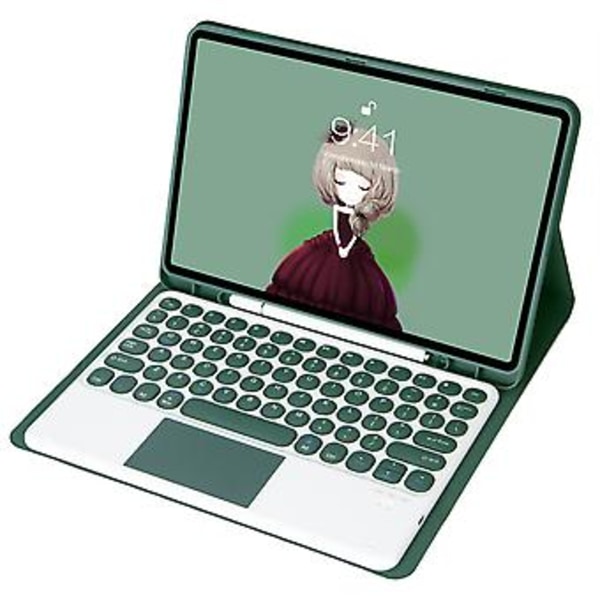 Tangentbord + Läder För Samsung Galaxy Tab A8 10.5 2021 Mörkgrön Dark green