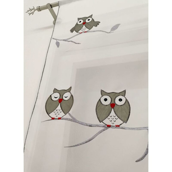 1 stk vindusgardin BxH/60x120CM Transparent Polyester Grå Ugle