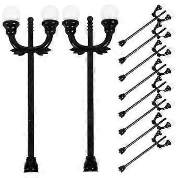 12 stk. Miniatyr Gatelampe Modell DIY Mikrolandskap Veilampe Modell Sandbordlampe Modell 0.8X2.3X6.9CM