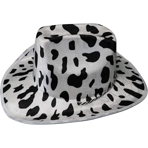 Cowboy Hat Sjov Ko Print Hat - Unisex Sort og Hvid Cowboy Hat