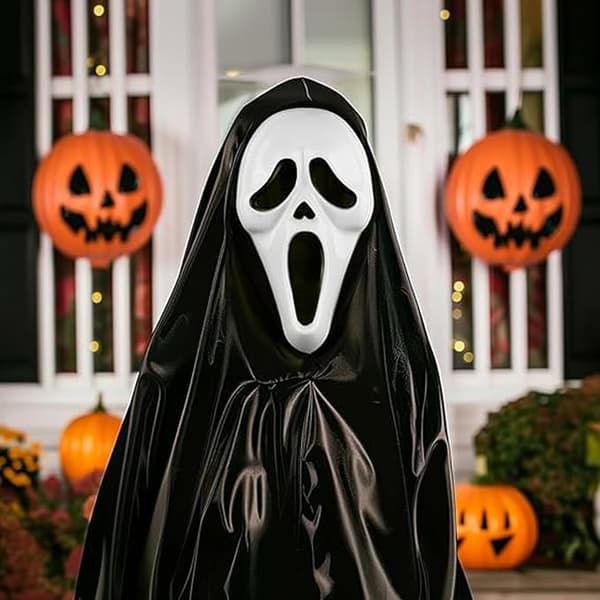 Halloween Scream Maske, Genanvendelig, Perfekt til Halloween Spøgelseshus og Gyser Rollespil