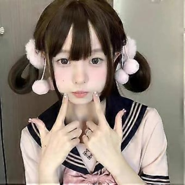 Pörröinen pehmoinen hiuslenkki Anime-nutturat Scrunchies Joustava poninhäntäpidike Aikuiset Lapset Festivaali Hiuslenkki Talvikäyttöön Punainen Red B