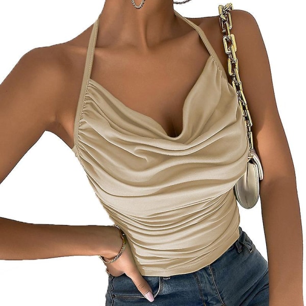 Elegant og moteriktig, fremhever sexy detaljer - Sjarmerende lang topp med smale stropper, viser din unike sjarm. 2XL. Aprikosfarge Apricot color 2XL